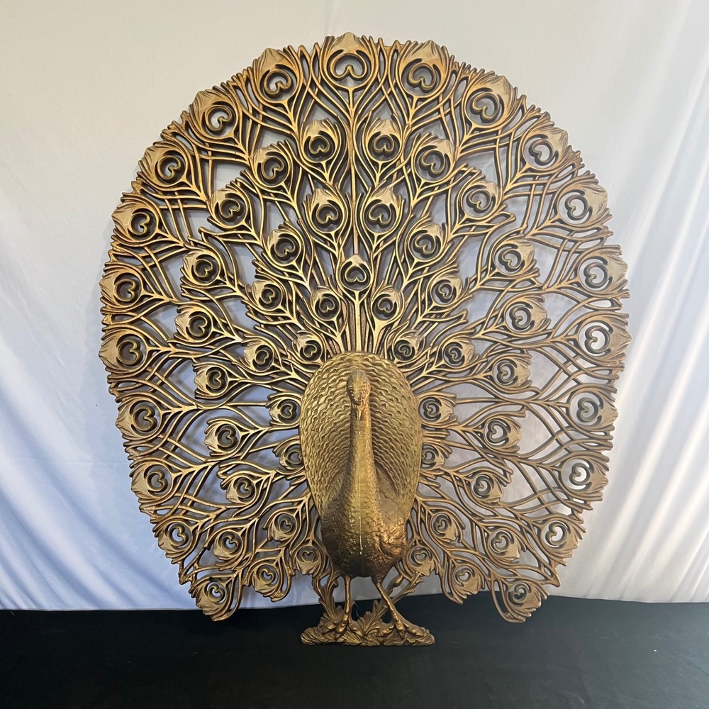 Vintage Dart Industries Gold Peacock Wall Hanging Mid Century Modern Art 33x30
